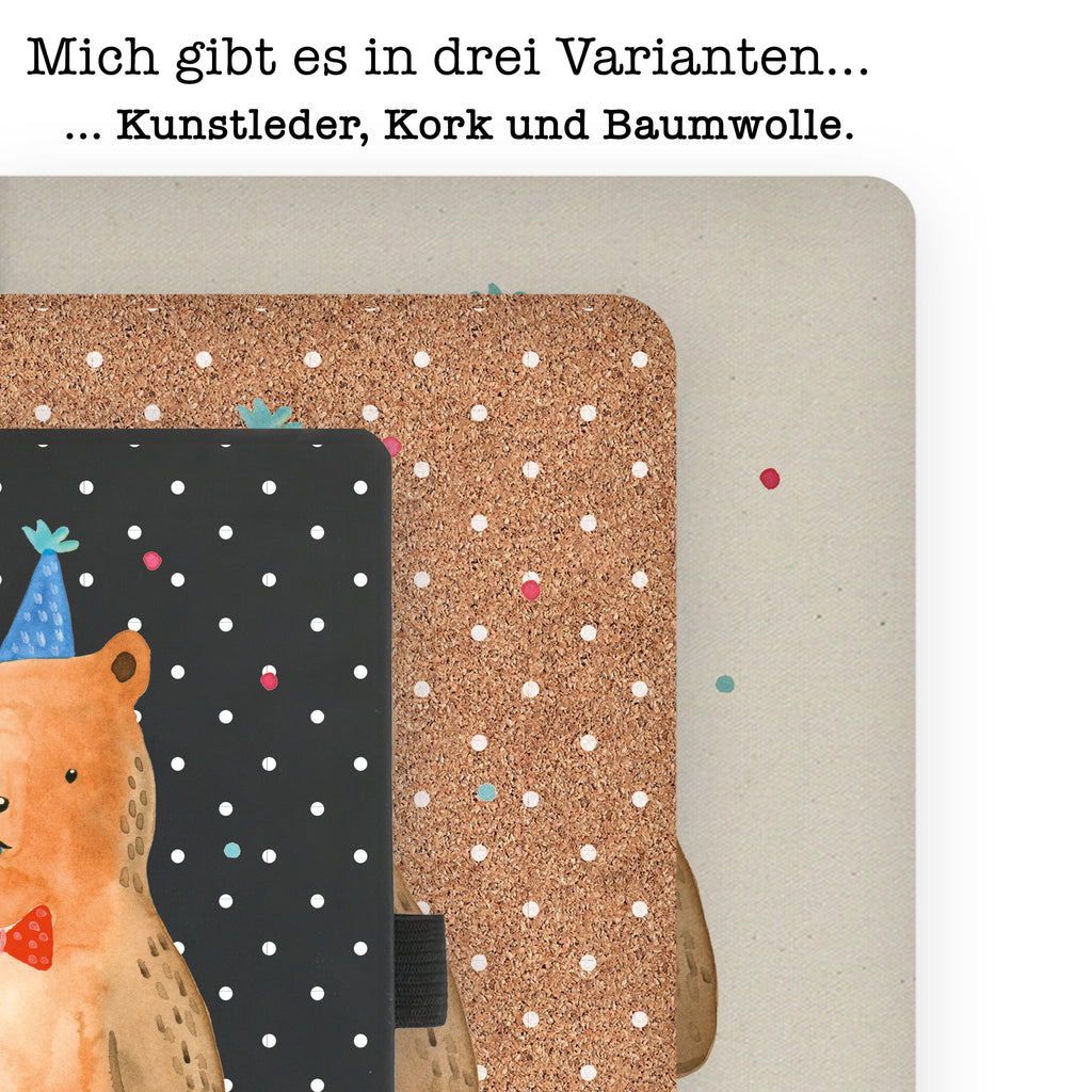 Baumwoll Notizbuch Birthday Bär Notizen, Eintragebuch, Tagebuch, Notizblock, Adressbuch, Journal, Kladde, Skizzenbuch, Notizheft, Schreibbuch, Schreibheft, Bär, Teddy, Teddybär, Happy Birthday, Alles Gute, Glückwunsch, Geburtstag