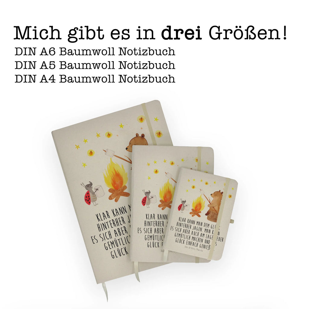 Baumwoll Notizbuch Bär & Marienkäfer Lagerfeuer Notizen, Eintragebuch, Tagebuch, Notizblock, Adressbuch, Journal, Kladde, Skizzenbuch, Notizheft, Schreibbuch, Schreibheft, Bär, Teddy, Teddybär, Lagerfeuer