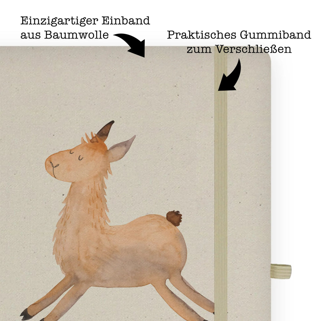 Baumwoll Notizbuch Lama springend Notizen, Eintragebuch, Tagebuch, Notizblock, Adressbuch, Journal, Kladde, Skizzenbuch, Notizheft, Schreibbuch, Schreibheft, Lama, Alpaka, Lamas, Lieblingstag, Happy day, fröhlich, Glück, Freundin, Liebeskummer, Neustart, guten Morgen, Start, Prüfung, Abitur