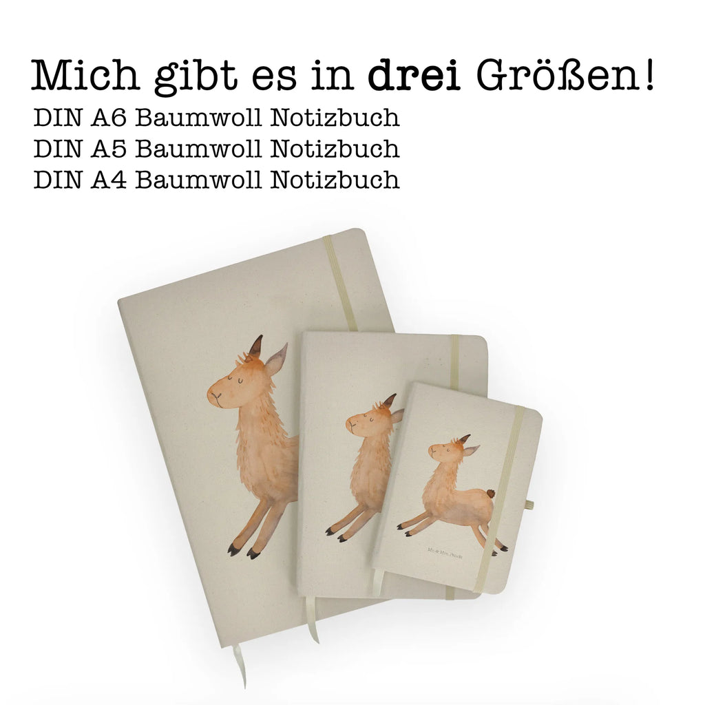 Baumwoll Notizbuch Lama springend Notizen, Eintragebuch, Tagebuch, Notizblock, Adressbuch, Journal, Kladde, Skizzenbuch, Notizheft, Schreibbuch, Schreibheft, Lama, Alpaka, Lamas, Lieblingstag, Happy day, fröhlich, Glück, Freundin, Liebeskummer, Neustart, guten Morgen, Start, Prüfung, Abitur