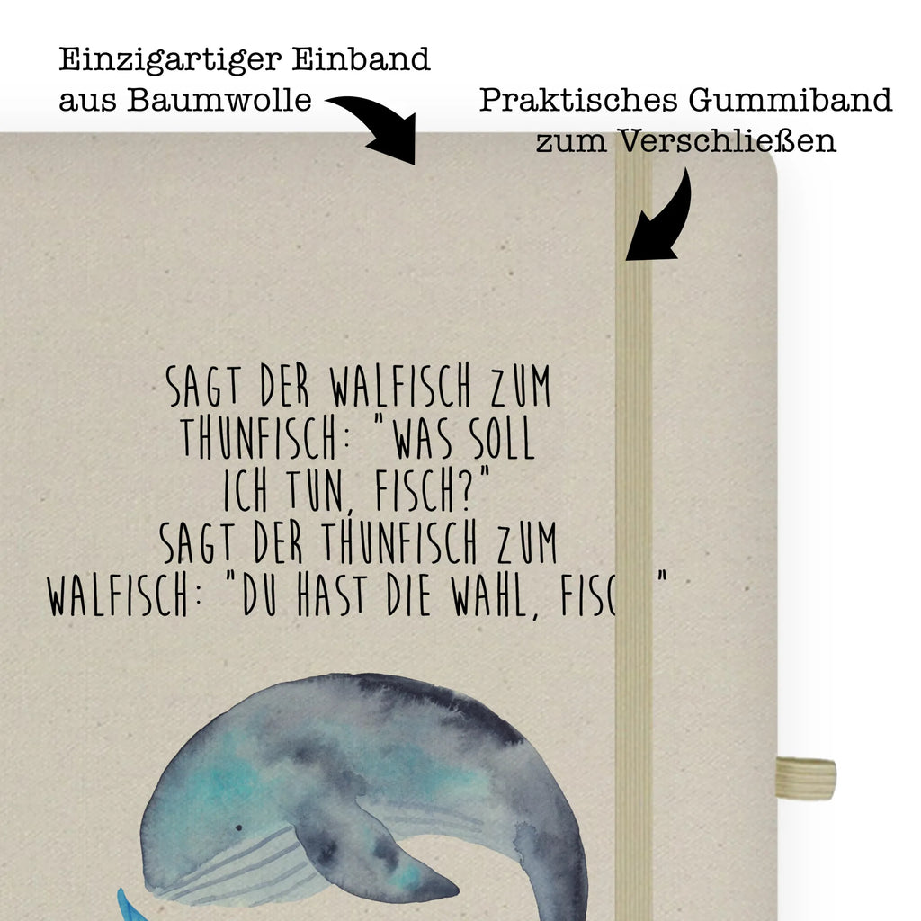 Baumwoll Notizbuch Walfisch & Thunfisch Notizen, Eintragebuch, Tagebuch, Notizblock, Adressbuch, Journal, Kladde, Skizzenbuch, Notizheft, Schreibbuch, Schreibheft, Tiermotive, Gute Laune, lustige Sprüche, Tiere, Wal, Wahl, Tunfisch, Wortwitz lustig, Spruch lustig, Flachwitz, Witz, Spruch des Tages, Flachwitz Geschenk