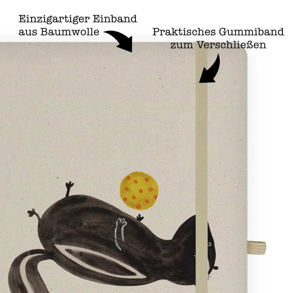 Baumwoll Notizbuch Stinktier Ball Notizen, Eintragebuch, Tagebuch, Notizblock, Adressbuch, Journal, Kladde, Skizzenbuch, Notizheft, Schreibbuch, Schreibheft, Stinktier, Skunk, Wildtier, Raubtier, Stinker, Stinki, verspielt, Weisheit