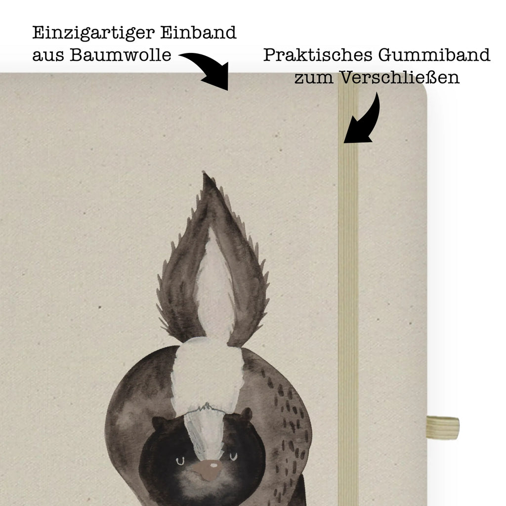 Baumwoll Notizbuch Stinktier Angriff Notizen, Eintragebuch, Tagebuch, Notizblock, Adressbuch, Journal, Kladde, Skizzenbuch, Notizheft, Schreibbuch, Schreibheft, Stinktier, Skunk, Wildtier, Raubtier, Stinker, Stinki, wütend, Drohung