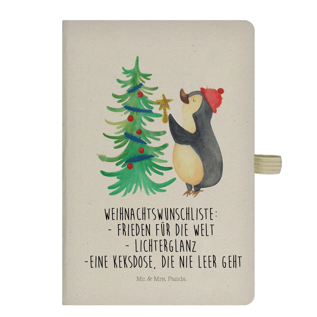 Baumwoll Notizbuch Pinguin Weihnachtsbaum Notizen, Eintragebuch, Tagebuch, Notizblock, Adressbuch, Journal, Kladde, Skizzenbuch, Notizheft, Schreibbuch, Schreibheft, Winter, Weihnachten, Weihnachtsdeko, Nikolaus, Advent, Heiligabend, Wintermotiv, Pinguin