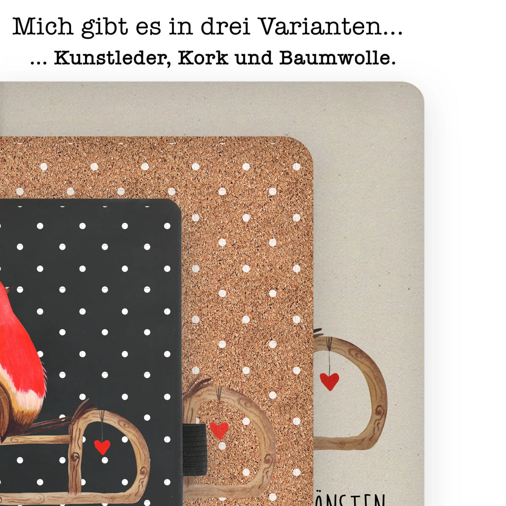 Baumwoll Notizbuch Rotkehlchen Schlitten Notizen, Eintragebuch, Tagebuch, Notizblock, Adressbuch, Journal, Kladde, Skizzenbuch, Notizheft, Schreibbuch, Schreibheft, Winter, Weihnachten, Weihnachtsdeko, Nikolaus, Advent, Heiligabend, Wintermotiv, Schlitten, Vogel