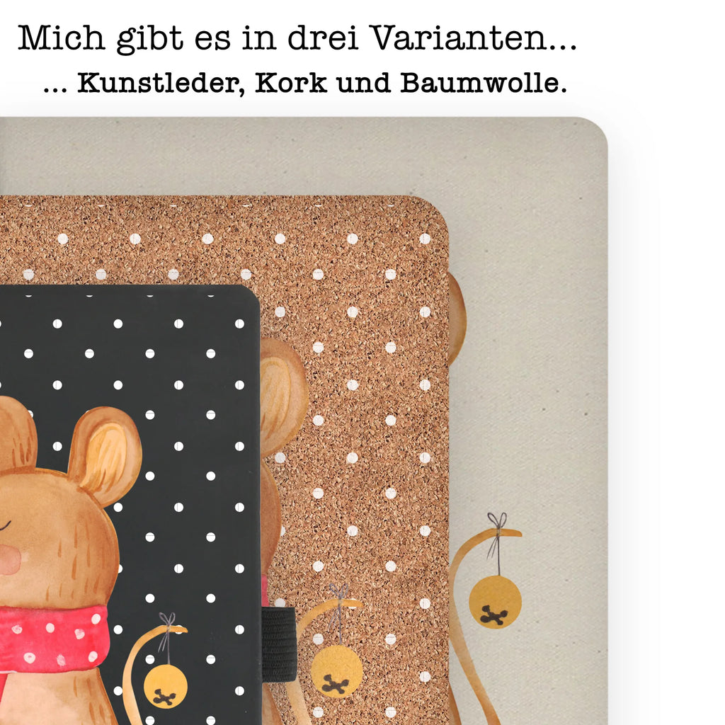 Baumwoll Notizbuch Weihnachtsmaus Notizen, Eintragebuch, Tagebuch, Notizblock, Adressbuch, Journal, Kladde, Skizzenbuch, Notizheft, Schreibbuch, Schreibheft, Winter, Weihnachten, Weihnachtsdeko, Nikolaus, Advent, Heiligabend, Wintermotiv, Frohe Weihnachten, Weihnachtsgruß, Weihnachtsmotiv, Maus, Mäuschen, Weihnachtswunder