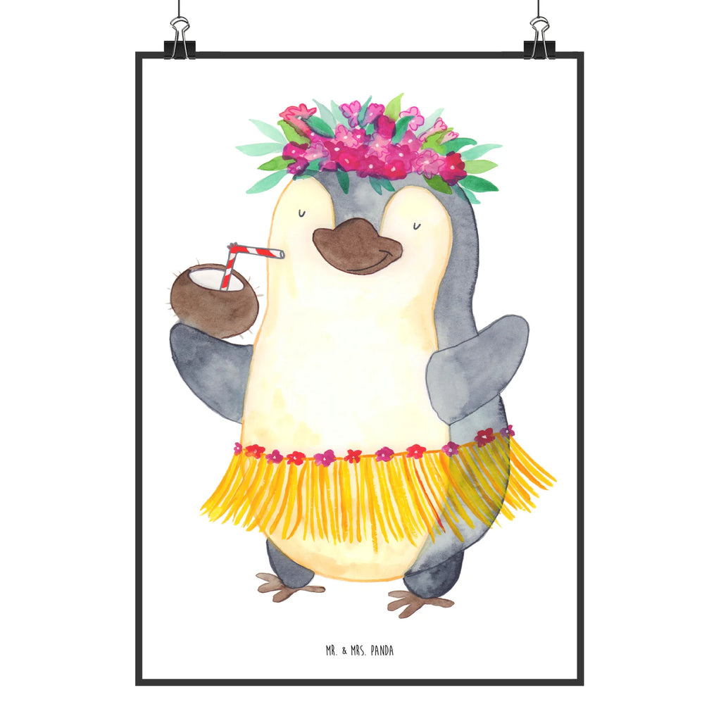 Poster Pinguin Kokosnuss Poster, Wandposter, Bild, Wanddeko, Küchenposter, Kinderposter, Wanddeko Bild, Raumdekoration, Wanddekoration, Handgemaltes Poster, Mr. & Mrs. Panda Poster, Designposter, Kunstdruck, Posterdruck, Pinguin, Aloha, Hawaii, Urlaub, Kokosnuss, Pinguine