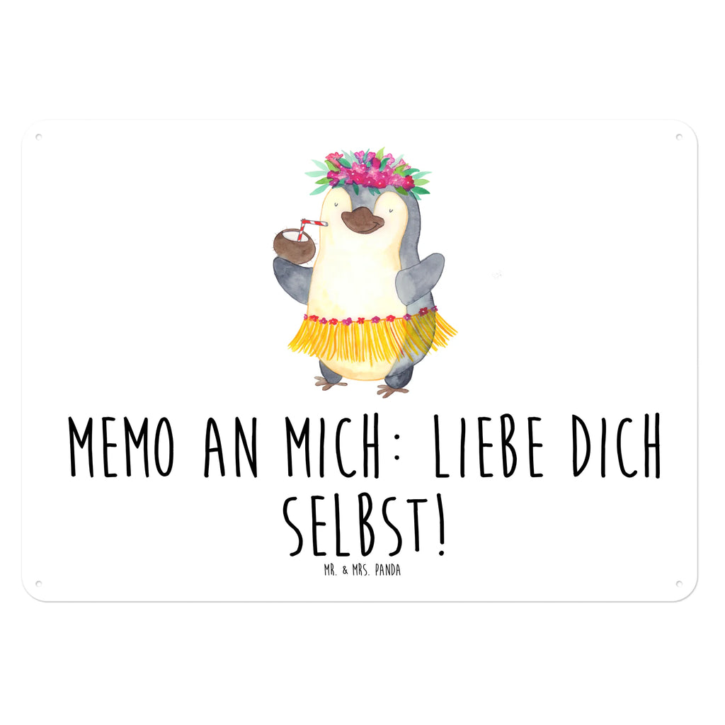 Blechschild Pinguin Kokosnuss Blechschild, Metallschild, Geschenk Schild, Schild, Magnet-Metall-Schild, Deko Schild, Wandschild, Wand-Dekoration, Türschild, Pinguin, Aloha, Hawaii, Urlaub, Kokosnuss, Pinguine