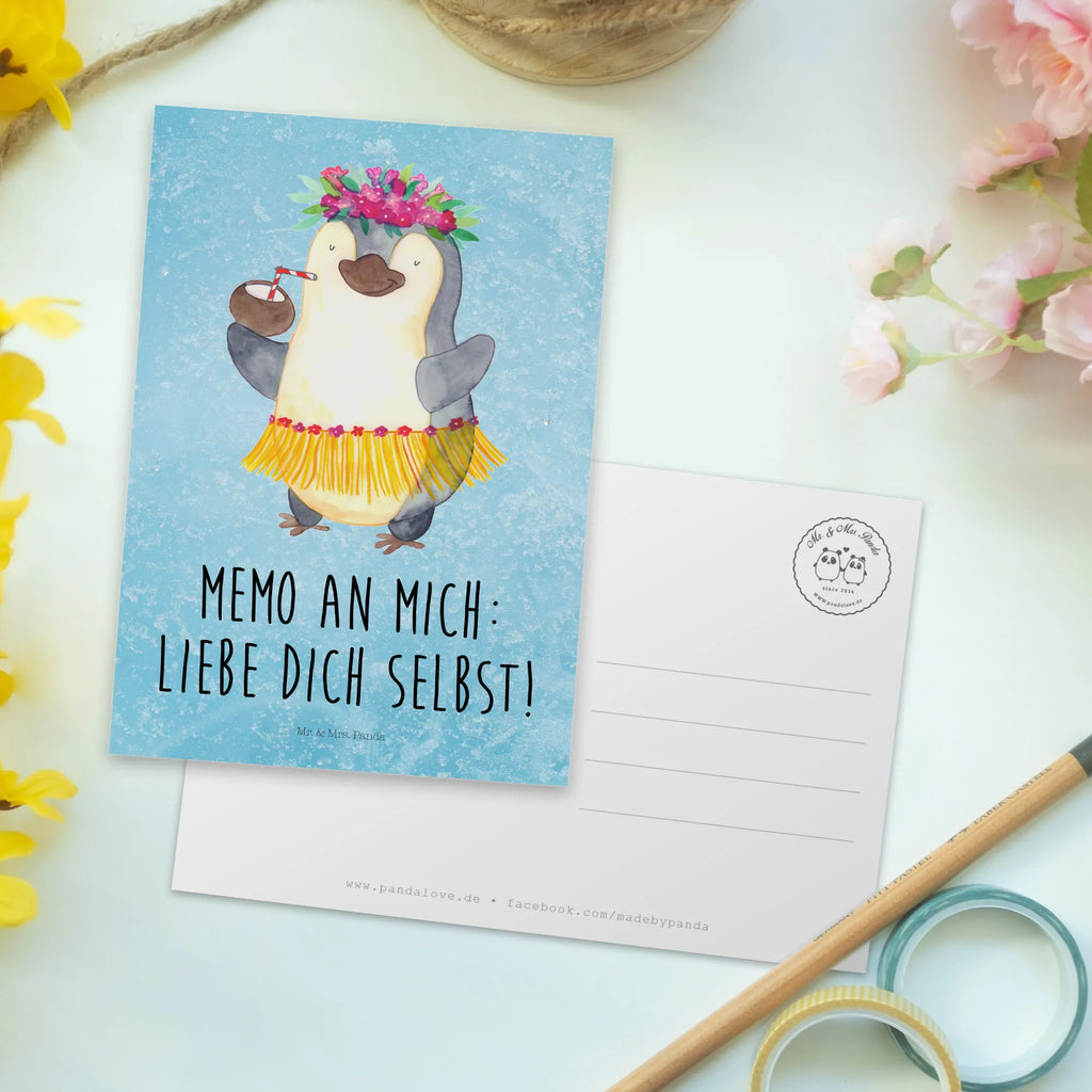 Postkarte Pinguin Kokosnuss Postkarte, Karte, Geschenkkarte, Grußkarte, Einladung, Ansichtskarte, Geburtstagskarte, Einladungskarte, Dankeskarte, Ansichtskarten, Einladung Geburtstag, Einladungskarten Geburtstag, Pinguin, Aloha, Hawaii, Urlaub, Kokosnuss, Pinguine