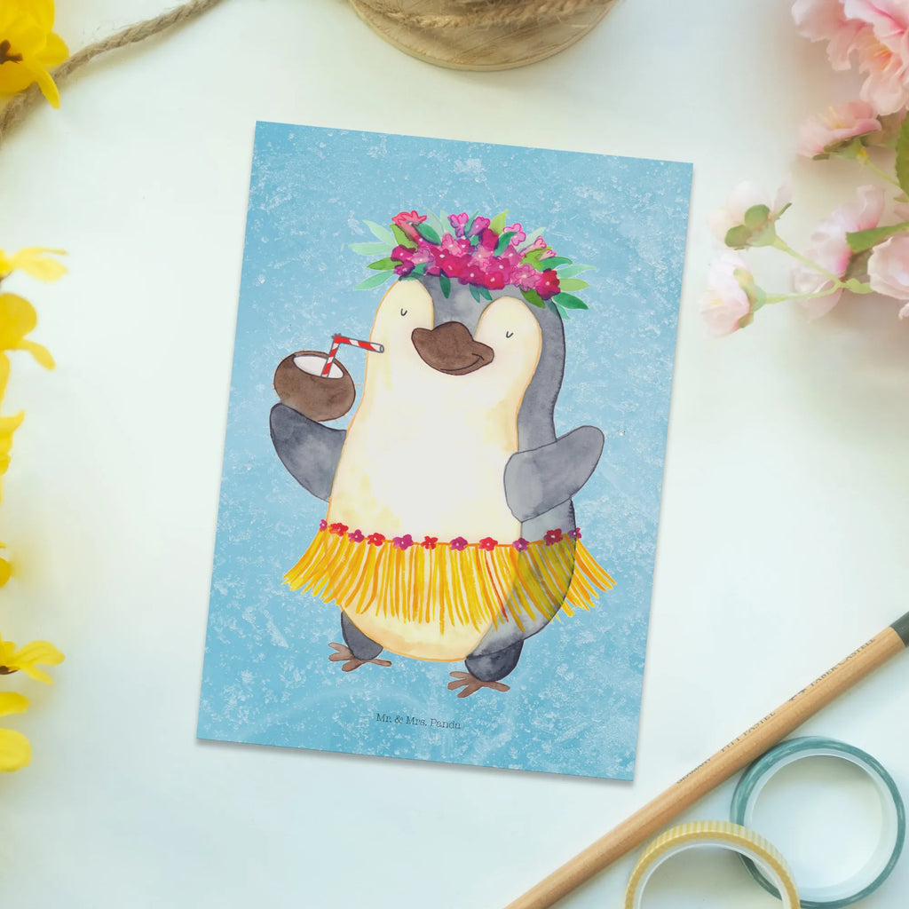 Postkarte Pinguin Kokosnuss Postkarte, Karte, Geschenkkarte, Grußkarte, Einladung, Ansichtskarte, Geburtstagskarte, Einladungskarte, Dankeskarte, Ansichtskarten, Einladung Geburtstag, Einladungskarten Geburtstag, Pinguin, Aloha, Hawaii, Urlaub, Kokosnuss, Pinguine