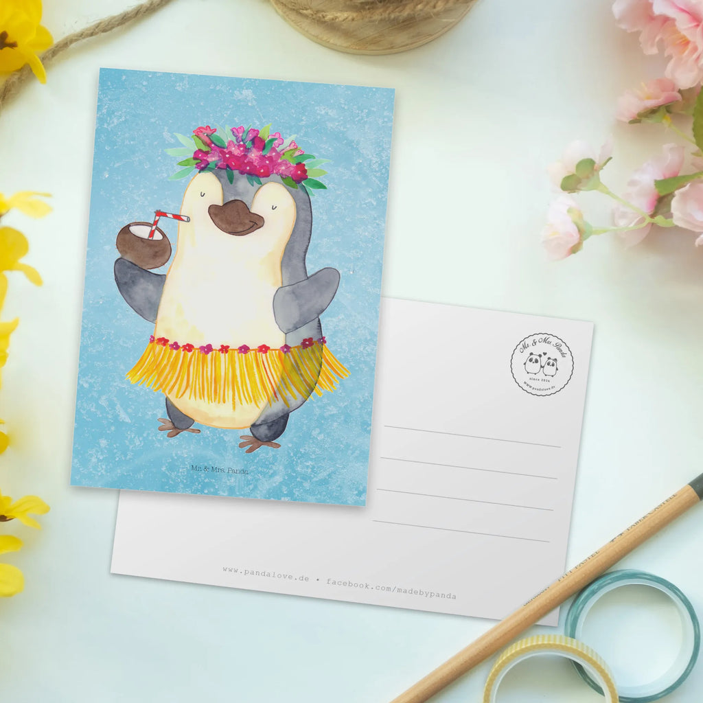 Postkarte Pinguin Kokosnuss Postkarte, Karte, Geschenkkarte, Grußkarte, Einladung, Ansichtskarte, Geburtstagskarte, Einladungskarte, Dankeskarte, Ansichtskarten, Einladung Geburtstag, Einladungskarten Geburtstag, Pinguin, Aloha, Hawaii, Urlaub, Kokosnuss, Pinguine