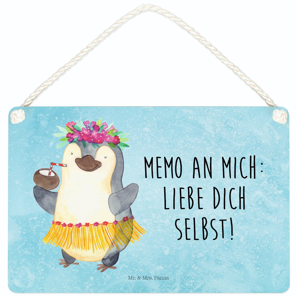 Deko Schild Pinguin Kokosnuss Dekoschild, Deko Schild, Schild, Tür Schild, Türschild, Holzschild, Wandschild, Wanddeko, Pinguin, Aloha, Hawaii, Urlaub, Kokosnuss, Pinguine