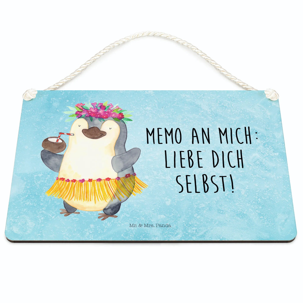 Deko Schild Pinguin Kokosnuss Dekoschild, Deko Schild, Schild, Tür Schild, Türschild, Holzschild, Wandschild, Wanddeko, Pinguin, Aloha, Hawaii, Urlaub, Kokosnuss, Pinguine