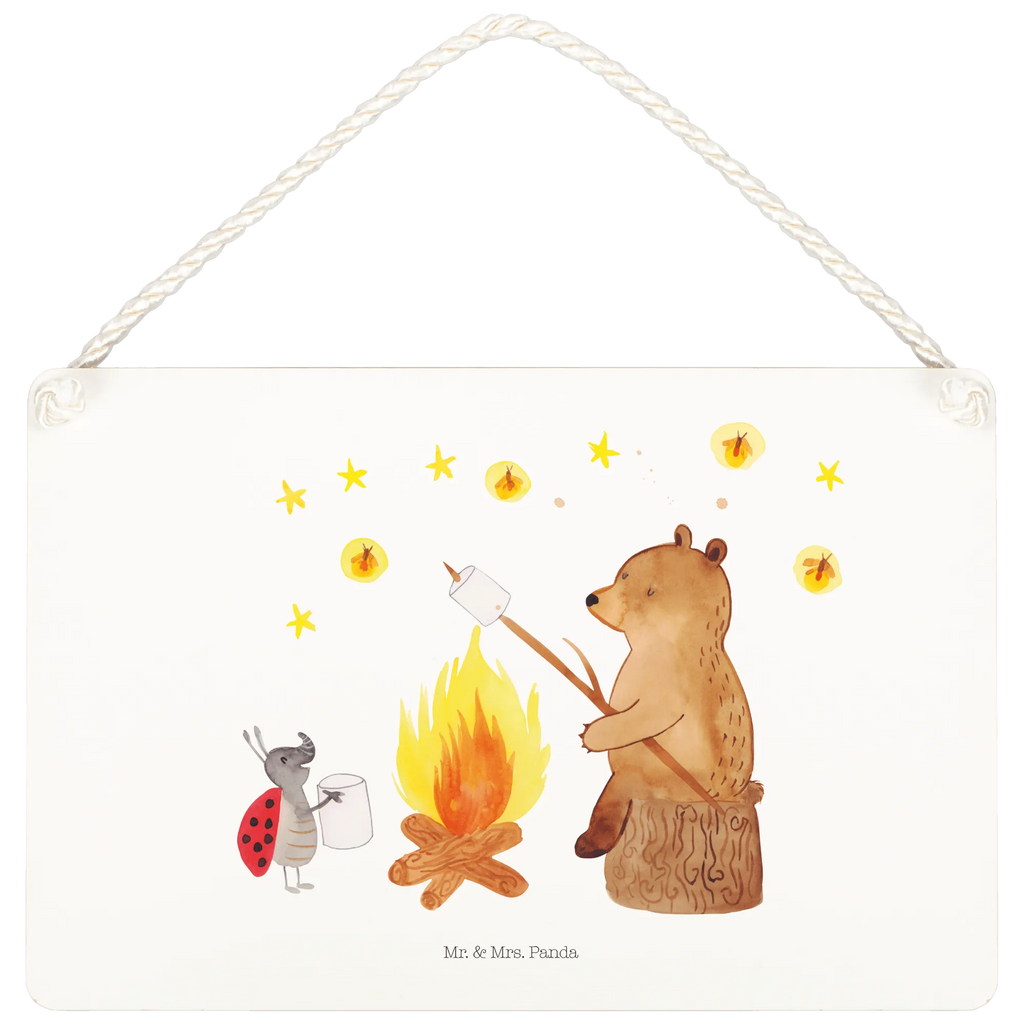 Deko Schild Bär & Marienkäfer Lagerfeuer Dekoschild, Deko Schild, Schild, Tür Schild, Türschild, Holzschild, Wandschild, Wanddeko, Bär, Teddy, Teddybär, Lagerfeuer