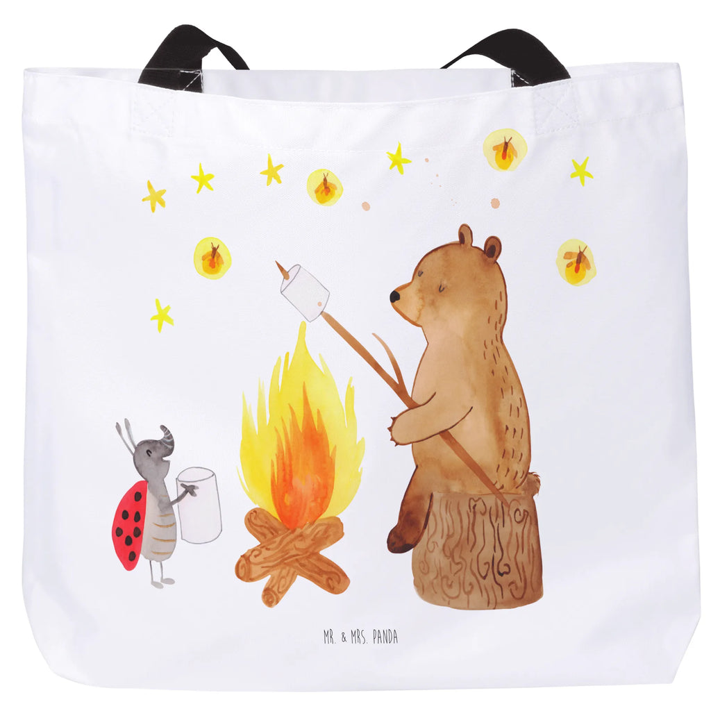 Shopper Bär & Marienkäfer Lagerfeuer Beutel, Einkaufstasche, Tasche, Strandtasche, Einkaufsbeutel, Shopper, Schultasche, Freizeittasche, Tragebeutel, Schulbeutel, Alltagstasche, Bär, Teddy, Teddybär, Lagerfeuer