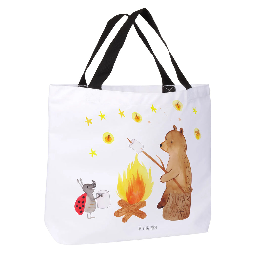 Shopper Bär & Marienkäfer Lagerfeuer Beutel, Einkaufstasche, Tasche, Strandtasche, Einkaufsbeutel, Shopper, Schultasche, Freizeittasche, Tragebeutel, Schulbeutel, Alltagstasche, Bär, Teddy, Teddybär, Lagerfeuer