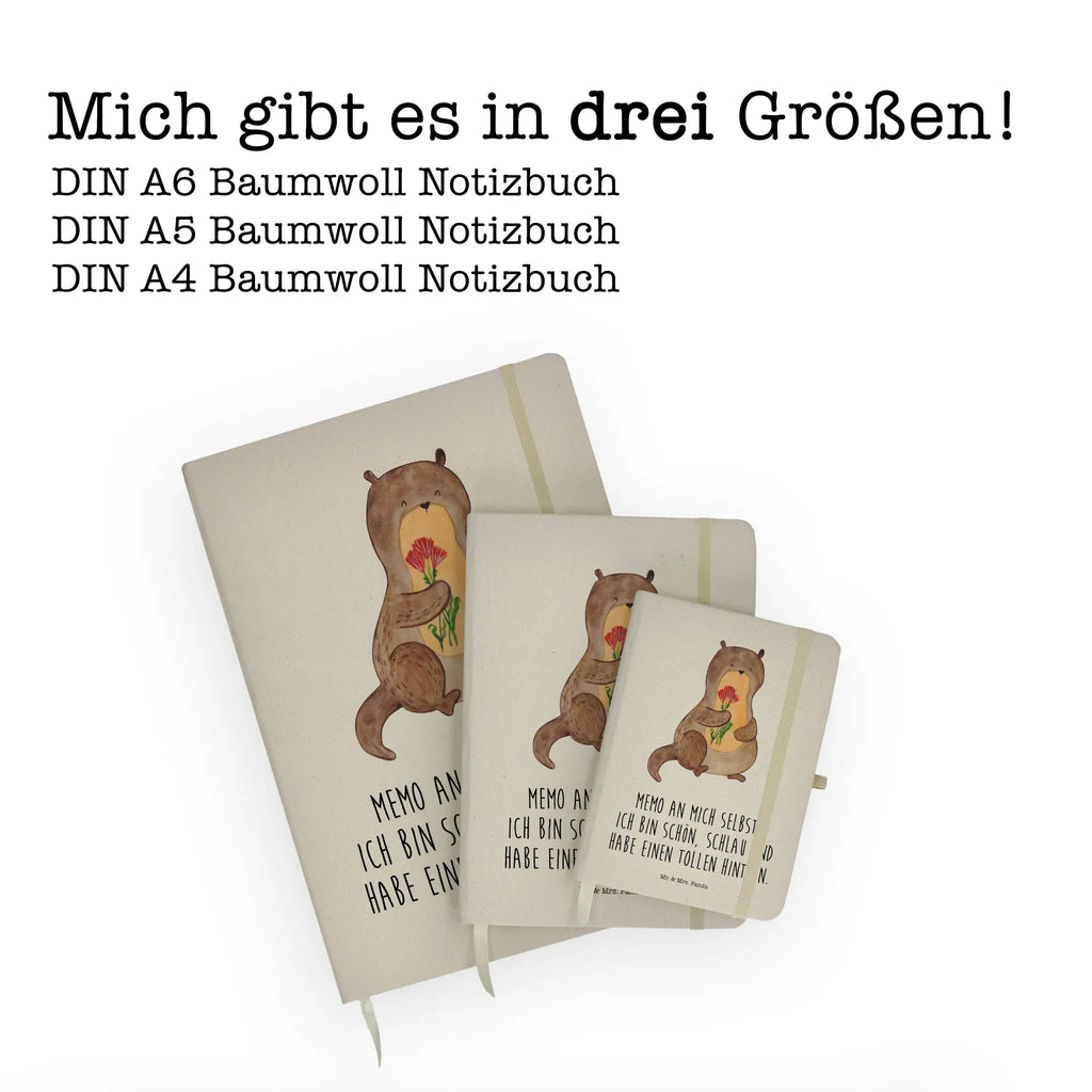 Baumwoll Notizbuch Otter Blumenstrauß Notizen, Eintragebuch, Tagebuch, Notizblock, Adressbuch, Journal, Kladde, Skizzenbuch, Notizheft, Schreibbuch, Schreibheft, Otter, Fischotter, Seeotter, Otter Seeotter See Otter