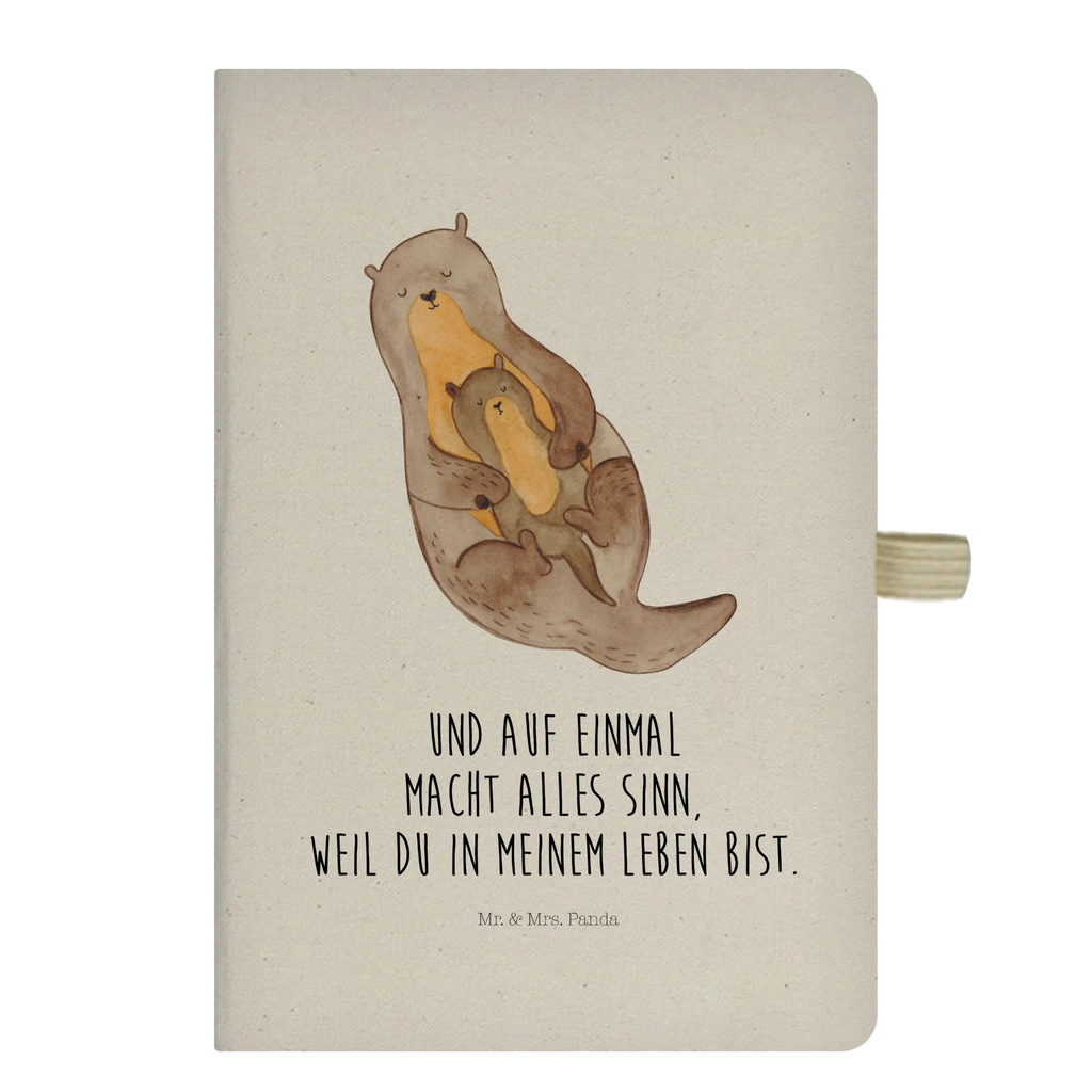 Baumwoll Notizbuch Otter mit Kind Notizen, Eintragebuch, Tagebuch, Notizblock, Adressbuch, Journal, Kladde, Skizzenbuch, Notizheft, Schreibbuch, Schreibheft, Otter, Fischotter, Seeotter, Otter Seeotter See Otter