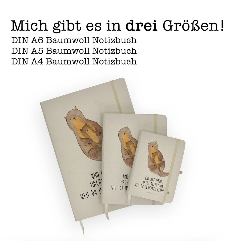 Baumwoll Notizbuch Otter mit Kind Notizen, Eintragebuch, Tagebuch, Notizblock, Adressbuch, Journal, Kladde, Skizzenbuch, Notizheft, Schreibbuch, Schreibheft, Otter, Fischotter, Seeotter, Otter Seeotter See Otter