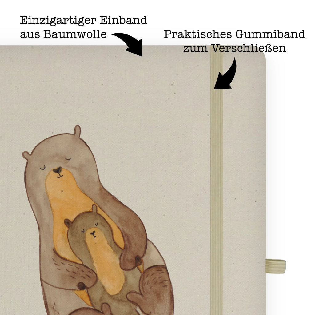 Baumwoll Notizbuch Otter mit Kind Notizen, Eintragebuch, Tagebuch, Notizblock, Adressbuch, Journal, Kladde, Skizzenbuch, Notizheft, Schreibbuch, Schreibheft, Otter, Fischotter, Seeotter, Otter Seeotter See Otter