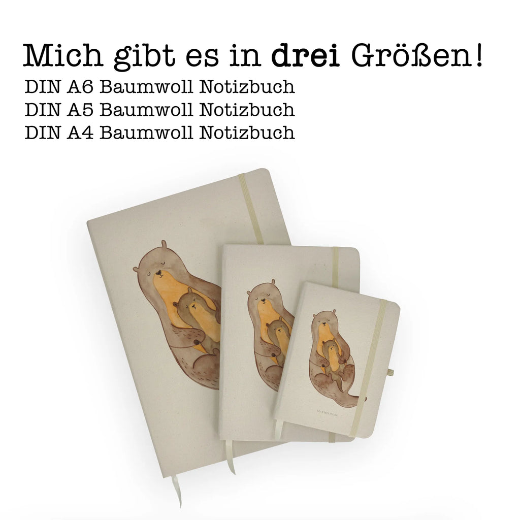 Baumwoll Notizbuch Otter mit Kind Notizen, Eintragebuch, Tagebuch, Notizblock, Adressbuch, Journal, Kladde, Skizzenbuch, Notizheft, Schreibbuch, Schreibheft, Otter, Fischotter, Seeotter, Otter Seeotter See Otter