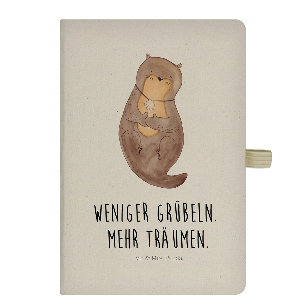 Baumwoll Notizbuch Otter mit Muschelmedaillon Notizen, Eintragebuch, Tagebuch, Notizblock, Adressbuch, Journal, Kladde, Skizzenbuch, Notizheft, Schreibbuch, Schreibheft, Otter, Fischotter, Seeotter, Otterliebe, grübeln, träumen, Motivation, Tagträumen, Büro