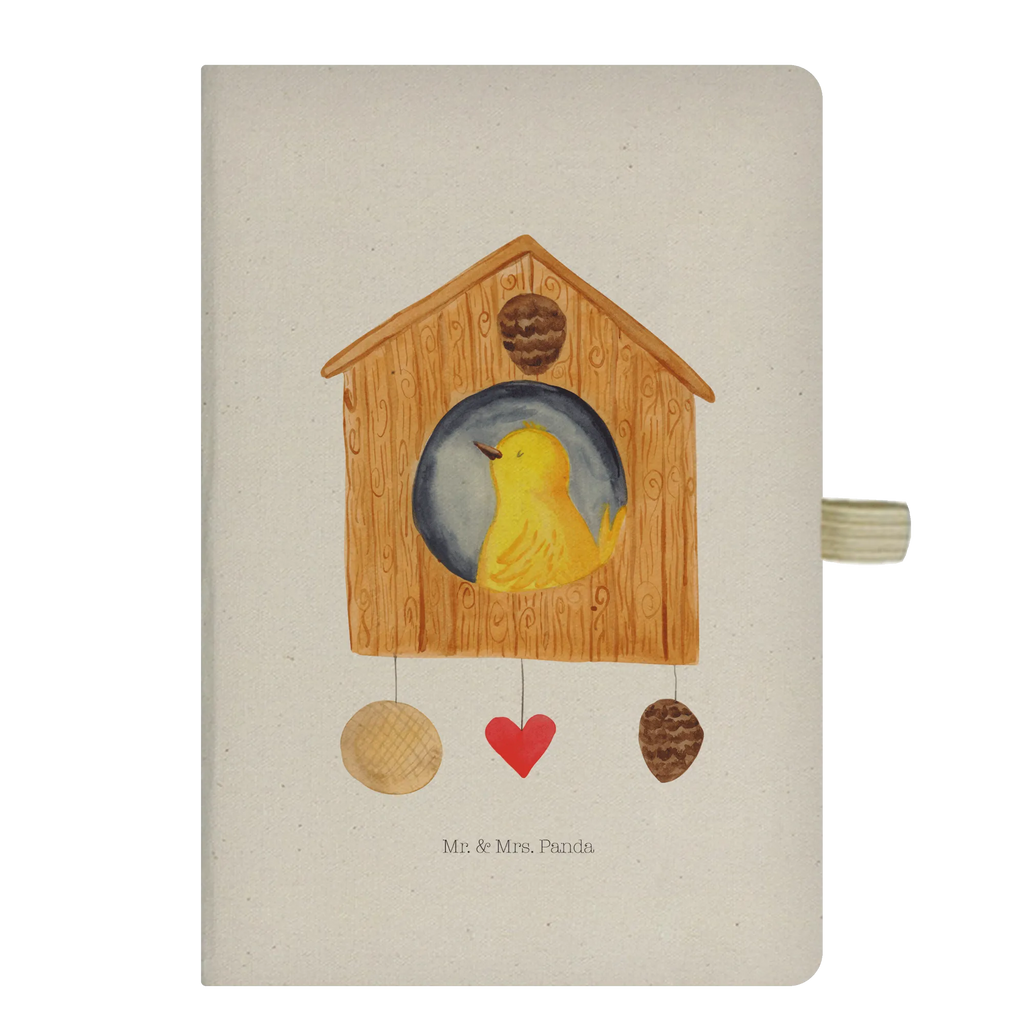 Baumwoll Notizbuch Vogelhaus sweet Home Notizen, Eintragebuch, Tagebuch, Notizblock, Adressbuch, Journal, Kladde, Skizzenbuch, Notizheft, Schreibbuch, Schreibheft, Tiermotive, Gute Laune, lustige Sprüche, Tiere, Vogelhaus, Vogel, Home sweet Home, Einzug, Umzug, Geschenk, Einzugsgeschenk, Hausbau, Haus