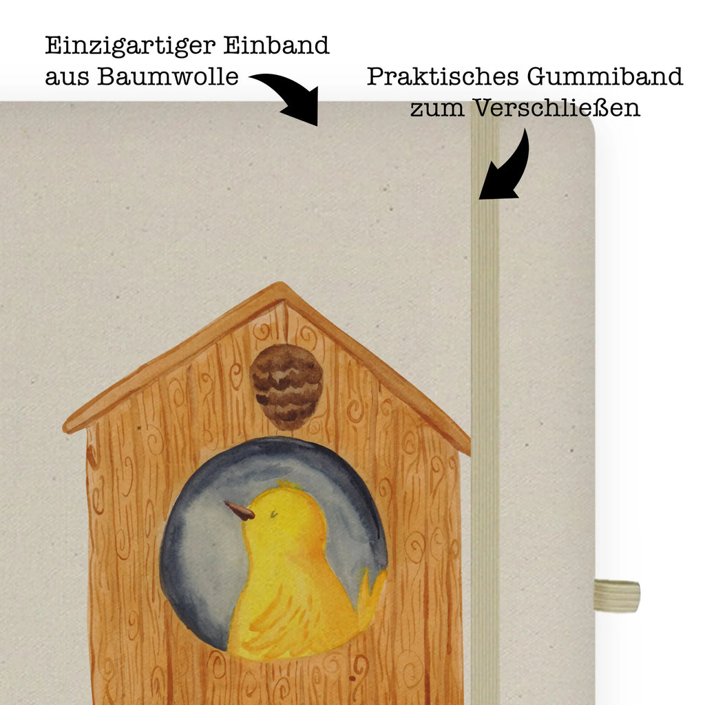 Baumwoll Notizbuch Vogelhaus sweet Home Notizen, Eintragebuch, Tagebuch, Notizblock, Adressbuch, Journal, Kladde, Skizzenbuch, Notizheft, Schreibbuch, Schreibheft, Tiermotive, Gute Laune, lustige Sprüche, Tiere, Vogelhaus, Vogel, Home sweet Home, Einzug, Umzug, Geschenk, Einzugsgeschenk, Hausbau, Haus