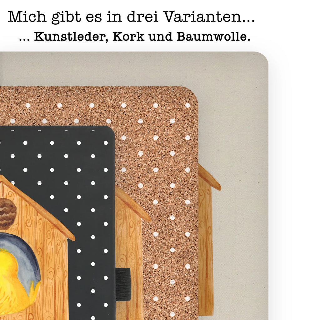 Baumwoll Notizbuch Vogelhaus sweet Home Notizen, Eintragebuch, Tagebuch, Notizblock, Adressbuch, Journal, Kladde, Skizzenbuch, Notizheft, Schreibbuch, Schreibheft, Tiermotive, Gute Laune, lustige Sprüche, Tiere, Vogelhaus, Vogel, Home sweet Home, Einzug, Umzug, Geschenk, Einzugsgeschenk, Hausbau, Haus