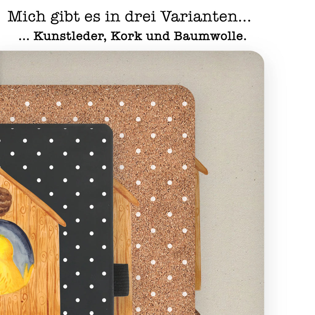 Baumwoll Notizbuch Vogelhaus sweet Home Notizen, Eintragebuch, Tagebuch, Notizblock, Adressbuch, Journal, Kladde, Skizzenbuch, Notizheft, Schreibbuch, Schreibheft, Tiermotive, Gute Laune, lustige Sprüche, Tiere, Vogelhaus, Vogel, Home sweet Home, Einzug, Umzug, Geschenk, Einzugsgeschenk, Hausbau, Haus