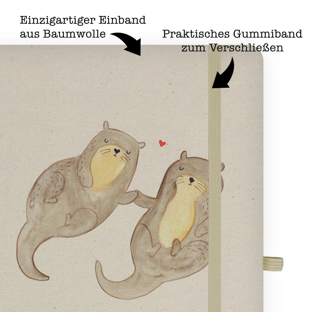 Baumwoll Notizbuch Otter händchenhaltend Notizen, Eintragebuch, Tagebuch, Notizblock, Adressbuch, Journal, Kladde, Skizzenbuch, Notizheft, Schreibbuch, Schreibheft, Otter, Fischotter, Seeotter, Otter Seeotter See Otter