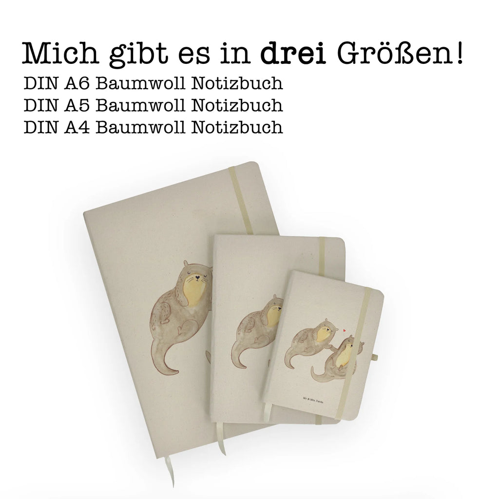 Baumwoll Notizbuch Otter händchenhaltend Notizen, Eintragebuch, Tagebuch, Notizblock, Adressbuch, Journal, Kladde, Skizzenbuch, Notizheft, Schreibbuch, Schreibheft, Otter, Fischotter, Seeotter, Otter Seeotter See Otter