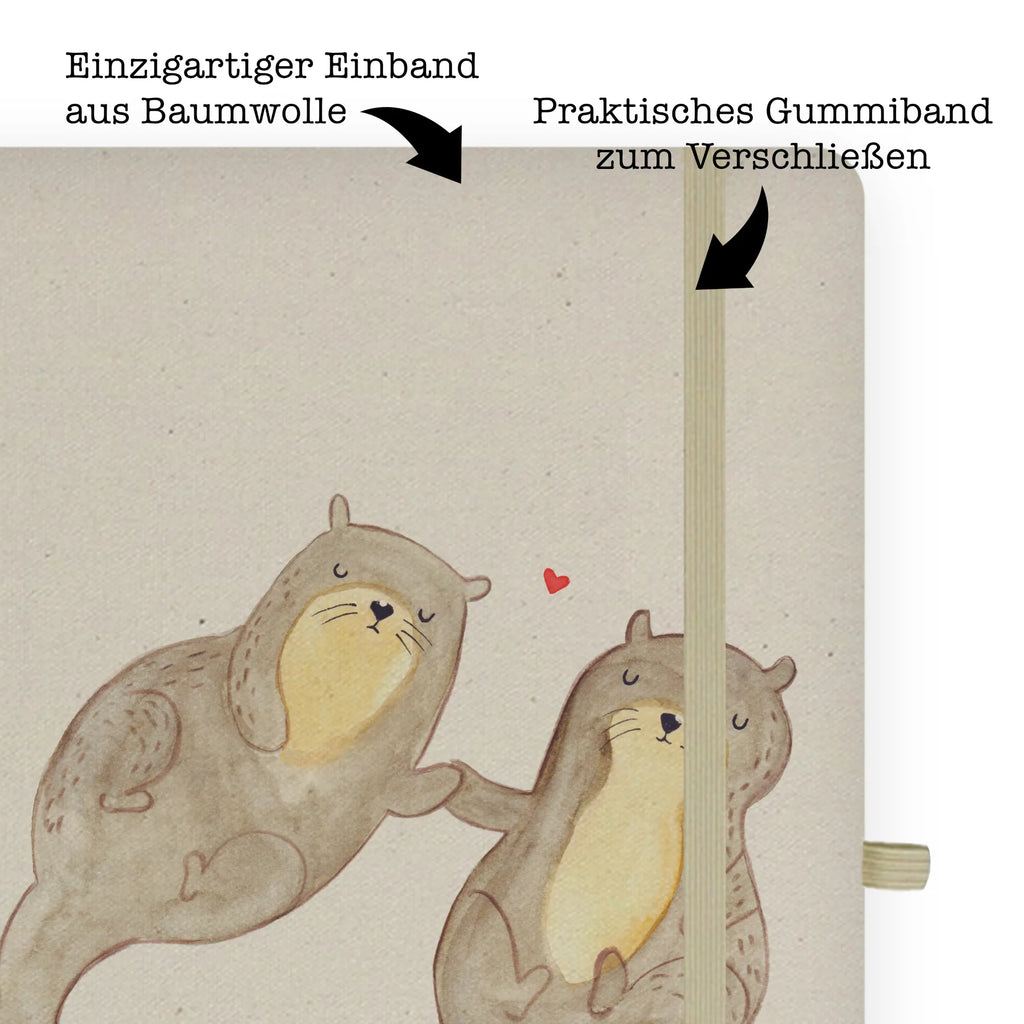 Baumwoll Notizbuch Otter händchenhaltend Notizen, Eintragebuch, Tagebuch, Notizblock, Adressbuch, Journal, Kladde, Skizzenbuch, Notizheft, Schreibbuch, Schreibheft, Otter, Fischotter, Seeotter, Otter Seeotter See Otter