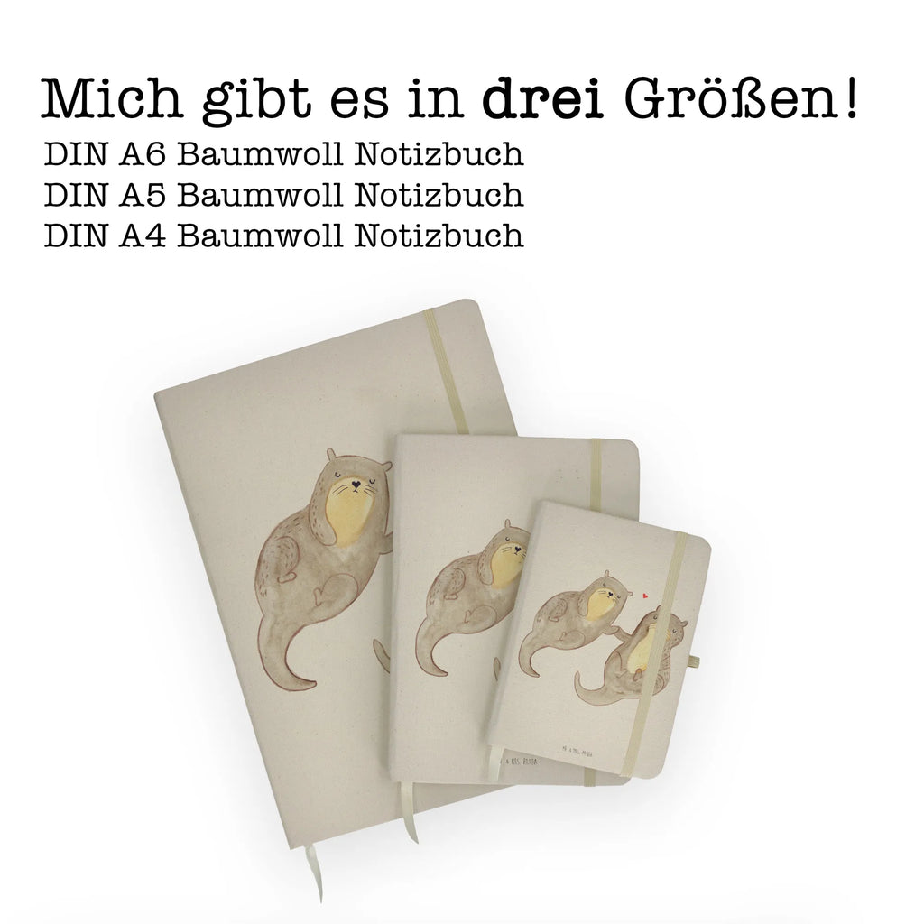 Baumwoll Notizbuch Otter händchenhaltend Notizen, Eintragebuch, Tagebuch, Notizblock, Adressbuch, Journal, Kladde, Skizzenbuch, Notizheft, Schreibbuch, Schreibheft, Otter, Fischotter, Seeotter, Otter Seeotter See Otter