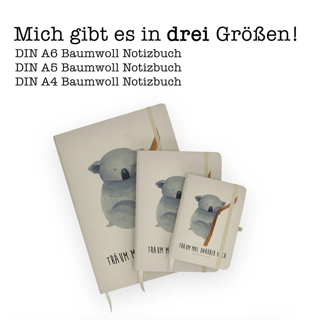 Baumwoll Notizbuch Koalabär Notizen, Eintragebuch, Tagebuch, Notizblock, Adressbuch, Journal, Kladde, Skizzenbuch, Notizheft, Schreibbuch, Schreibheft, Tiermotive, Gute Laune, lustige Sprüche, Tiere, Koala, träumen, Traum, schlafen, Schlafzimmer, Traumland, Bär, Koalabär