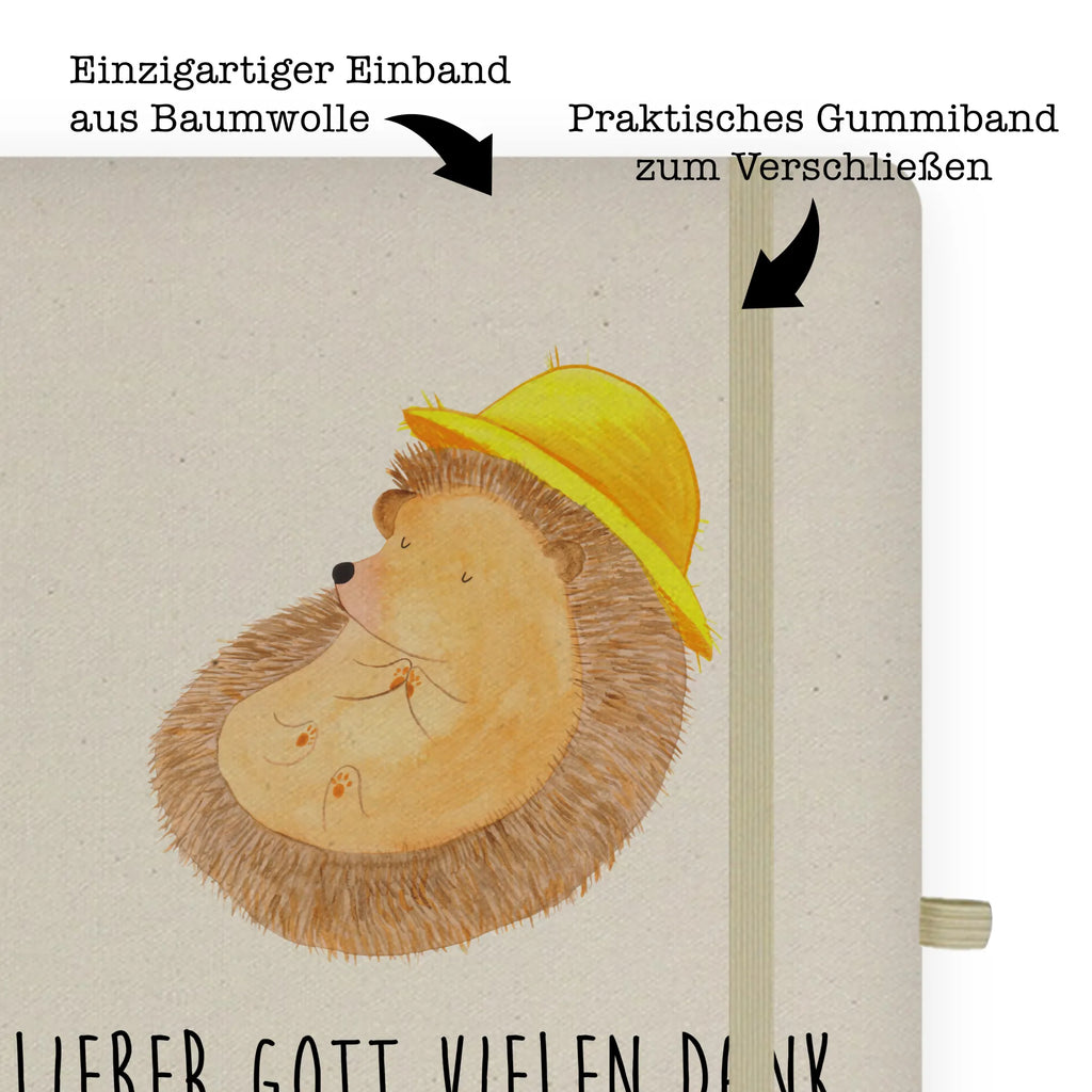 Baumwoll Notizbuch Igel betet Notizen, Eintragebuch, Tagebuch, Notizblock, Adressbuch, Journal, Kladde, Skizzenbuch, Notizheft, Schreibbuch, Schreibheft, Tiermotive, Gute Laune, lustige Sprüche, Tiere, Igel, Igel mit Hut, Sonnenhut, Gott, Amen, beten, Leben, Dankbarkeit, Dankbar sein, dankbar, genießen