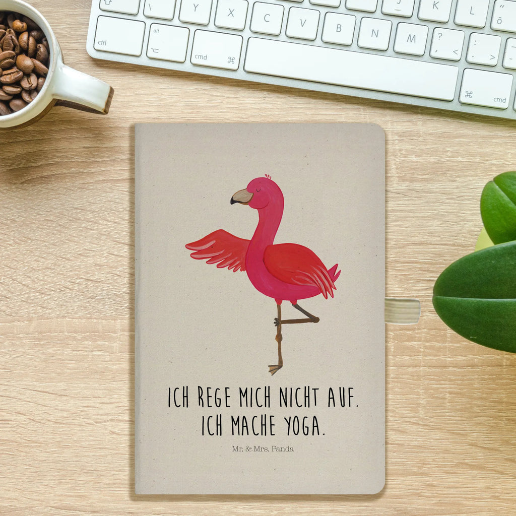 Baumwoll Notizbuch Flamingo Yoga Notizen, Eintragebuch, Tagebuch, Notizblock, Adressbuch, Journal, Kladde, Skizzenbuch, Notizheft, Schreibbuch, Schreibheft, Flamingo, Vogel, Yoga, Namaste, Achtsamkeit, Yoga-Übung, Entspannung, Ärger, Aufregen, Tiefenentspannung