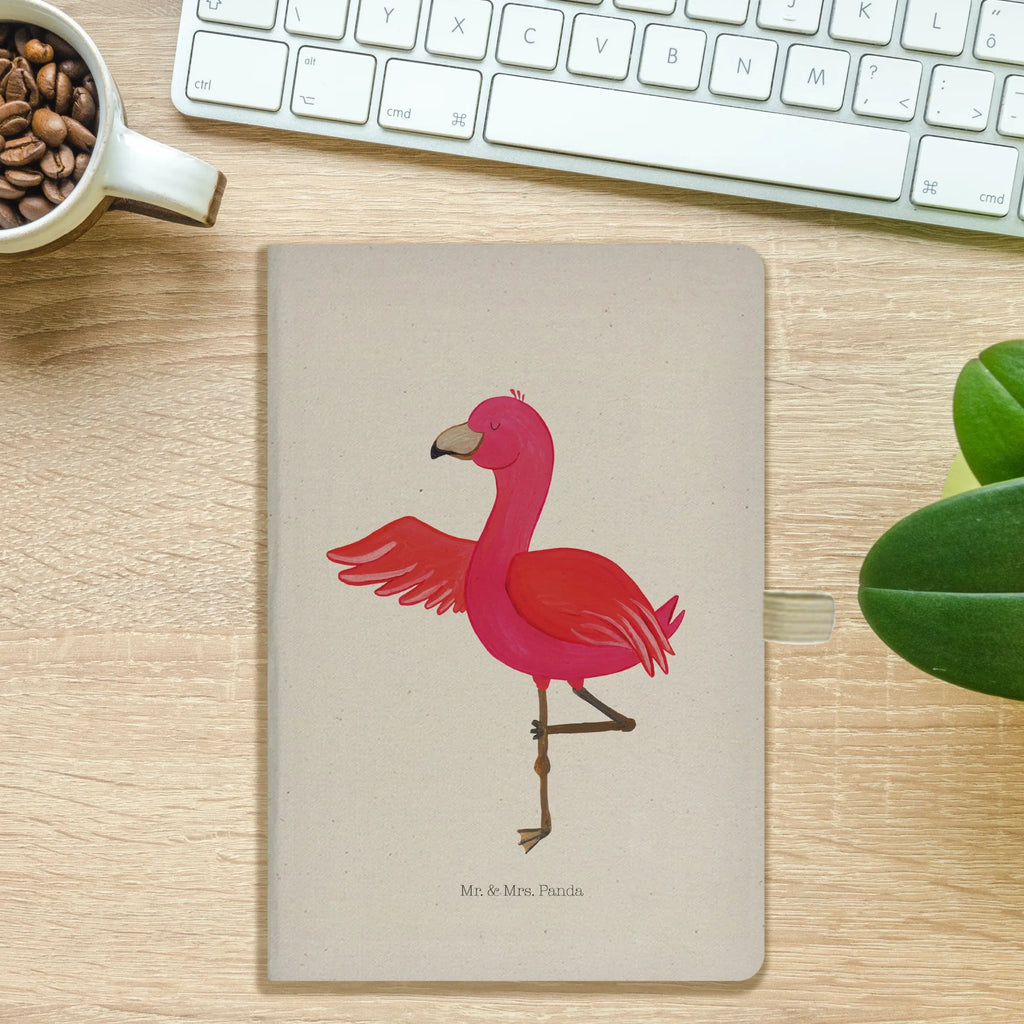 Baumwoll Notizbuch Flamingo Yoga Notizen, Eintragebuch, Tagebuch, Notizblock, Adressbuch, Journal, Kladde, Skizzenbuch, Notizheft, Schreibbuch, Schreibheft, Flamingo, Vogel, Yoga, Namaste, Achtsamkeit, Yoga-Übung, Entspannung, Ärger, Aufregen, Tiefenentspannung