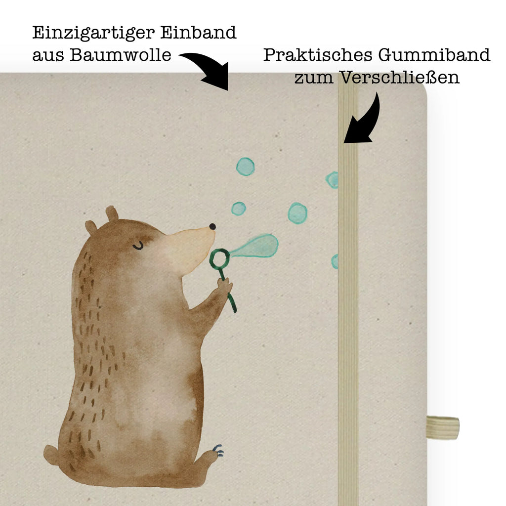 Baumwoll Notizbuch Bär Seifenblasen Notizen, Eintragebuch, Tagebuch, Notizblock, Adressbuch, Journal, Kladde, Skizzenbuch, Notizheft, Schreibbuch, Schreibheft, Bär, Teddy, Teddybär, Seifenblasen Bär Lustig Sein Glücklich Traurig Happy