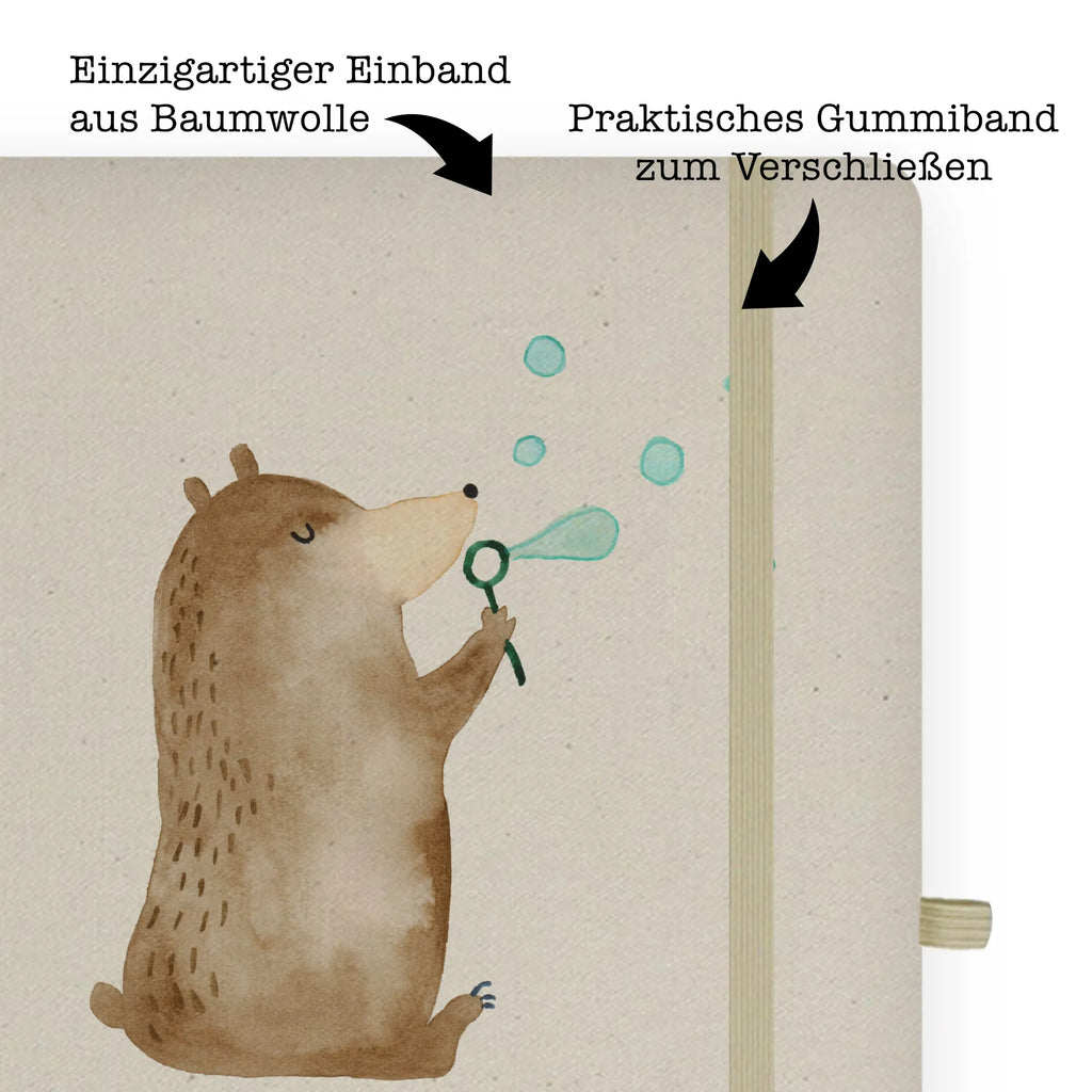 Baumwoll Notizbuch Bär Seifenblasen Notizen, Eintragebuch, Tagebuch, Notizblock, Adressbuch, Journal, Kladde, Skizzenbuch, Notizheft, Schreibbuch, Schreibheft, Bär, Teddy, Teddybär, Seifenblasen Bär Lustig Sein Glücklich Traurig Happy