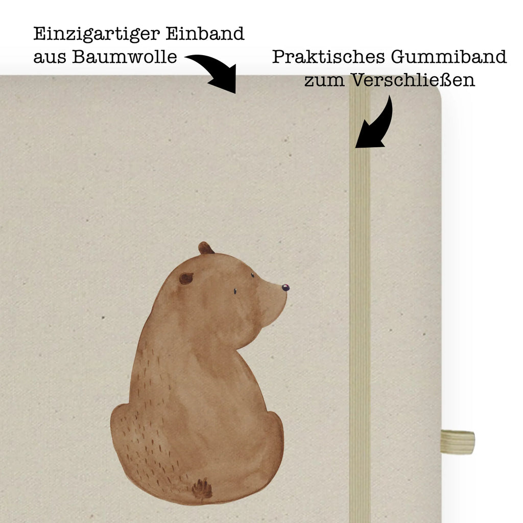 Baumwoll Notizbuch Bär Schulterblick Notizen, Eintragebuch, Tagebuch, Notizblock, Adressbuch, Journal, Kladde, Skizzenbuch, Notizheft, Schreibbuch, Schreibheft, Bär, Teddy, Teddybär, Selbstachtung, Weltansicht, Motivation, Bären, Bärenliebe, Weisheit