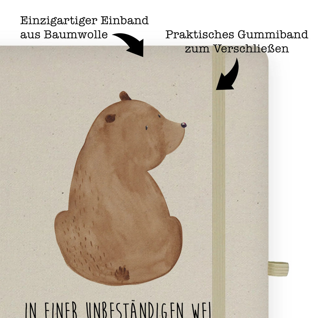 Baumwoll Notizbuch Bär Schulterblick Notizen, Eintragebuch, Tagebuch, Notizblock, Adressbuch, Journal, Kladde, Skizzenbuch, Notizheft, Schreibbuch, Schreibheft, Bär, Teddy, Teddybär, Selbstachtung, Weltansicht, Motivation, Bären, Bärenliebe, Weisheit