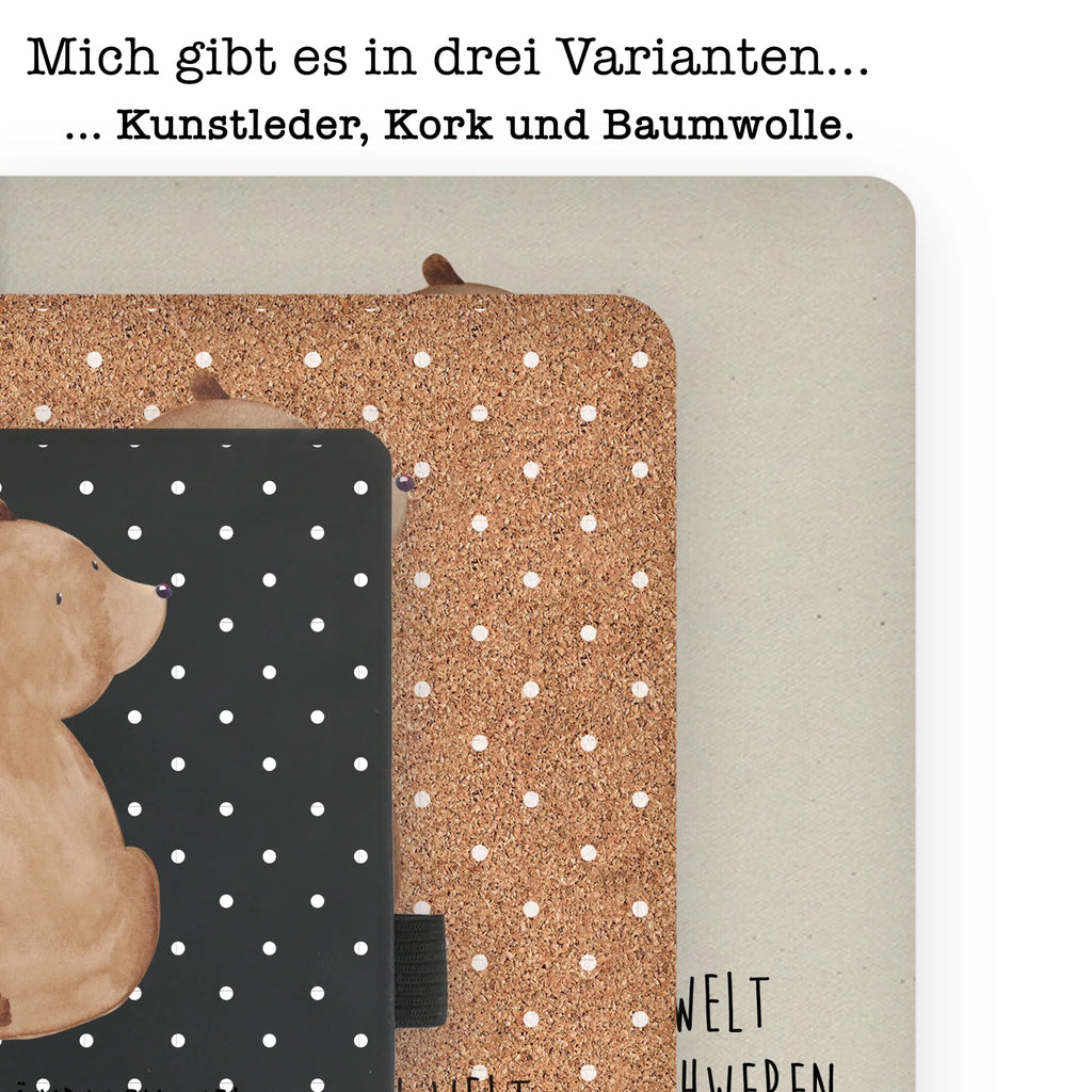 Baumwoll Notizbuch Bär Schulterblick Notizen, Eintragebuch, Tagebuch, Notizblock, Adressbuch, Journal, Kladde, Skizzenbuch, Notizheft, Schreibbuch, Schreibheft, Bär, Teddy, Teddybär, Selbstachtung, Weltansicht, Motivation, Bären, Bärenliebe, Weisheit