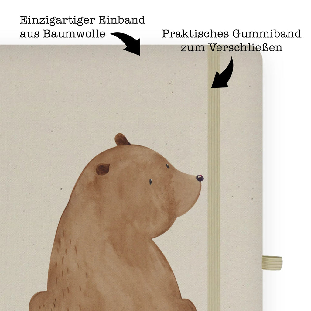 Baumwoll Notizbuch Bär Schulterblick Notizen, Eintragebuch, Tagebuch, Notizblock, Adressbuch, Journal, Kladde, Skizzenbuch, Notizheft, Schreibbuch, Schreibheft, Bär, Teddy, Teddybär, Selbstachtung, Weltansicht, Motivation, Bären, Bärenliebe, Weisheit