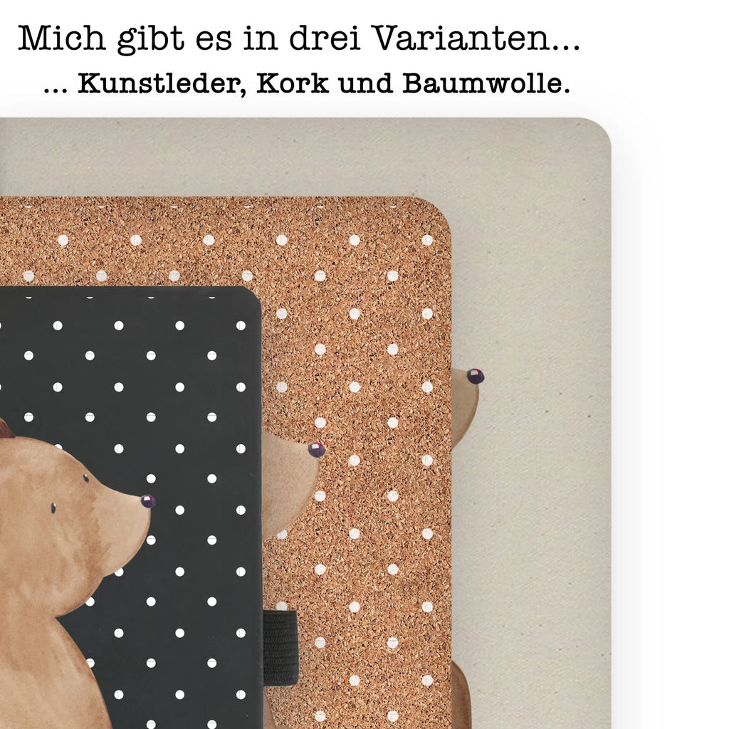 Baumwoll Notizbuch Bär Schulterblick Notizen, Eintragebuch, Tagebuch, Notizblock, Adressbuch, Journal, Kladde, Skizzenbuch, Notizheft, Schreibbuch, Schreibheft, Bär, Teddy, Teddybär, Selbstachtung, Weltansicht, Motivation, Bären, Bärenliebe, Weisheit