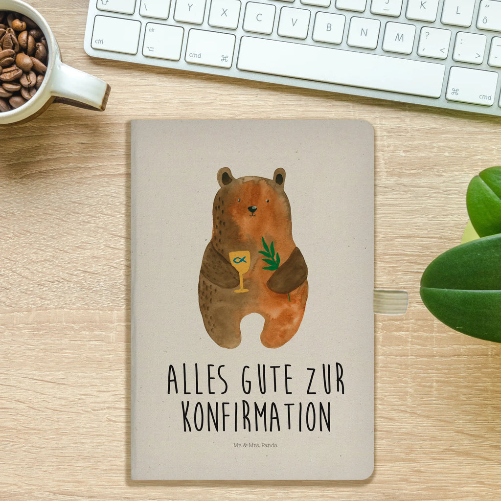 Baumwoll Notizbuch Konfirmation-Bär Notizen, Eintragebuch, Tagebuch, Notizblock, Adressbuch, Journal, Kladde, Skizzenbuch, Notizheft, Schreibbuch, Schreibheft, Bär, Teddy, Teddybär, Konfirmation, Kirche, evangelisch, Gottesdienst