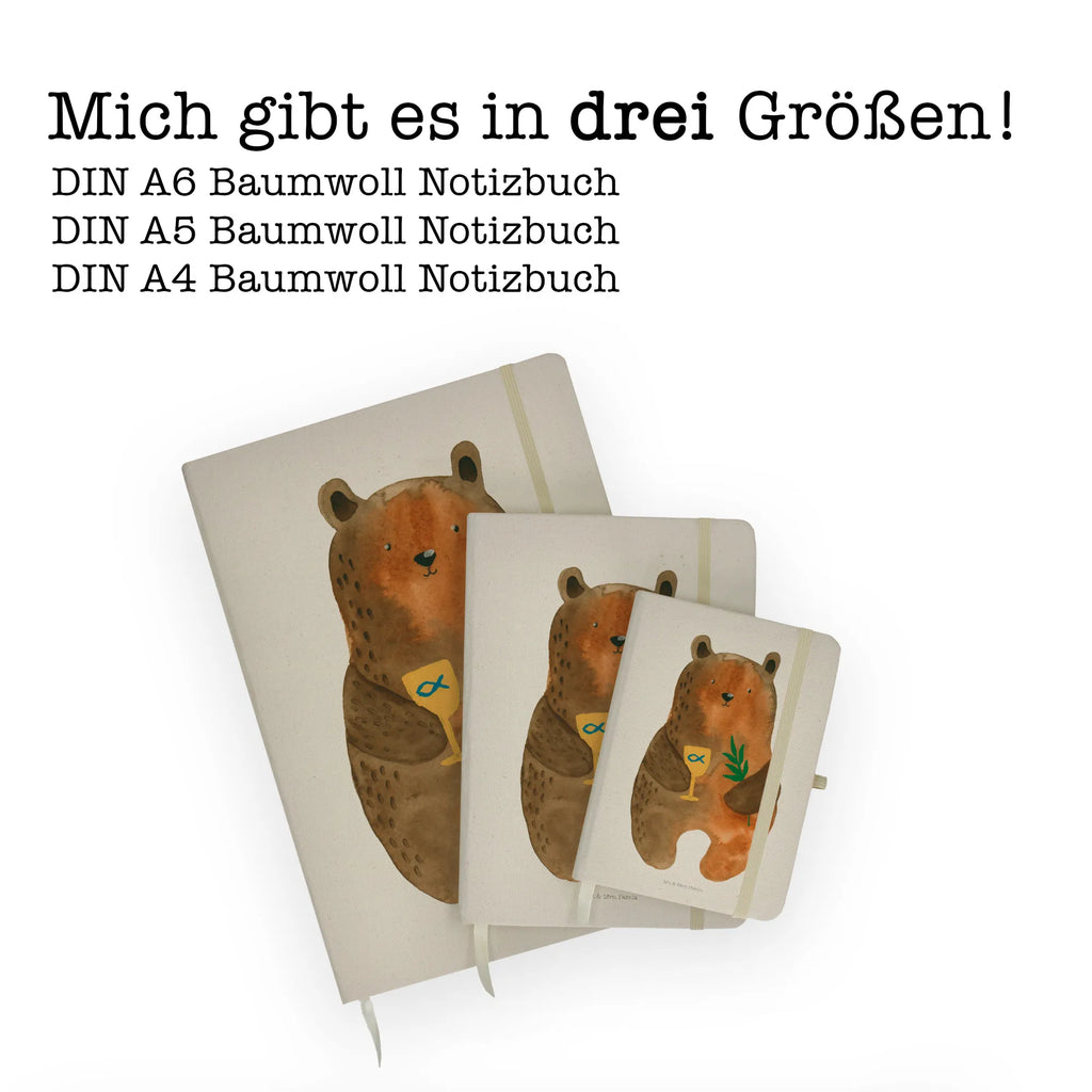 Baumwoll Notizbuch Konfirmation-Bär Notizen, Eintragebuch, Tagebuch, Notizblock, Adressbuch, Journal, Kladde, Skizzenbuch, Notizheft, Schreibbuch, Schreibheft, Bär, Teddy, Teddybär, Konfirmation, Kirche, evangelisch, Gottesdienst