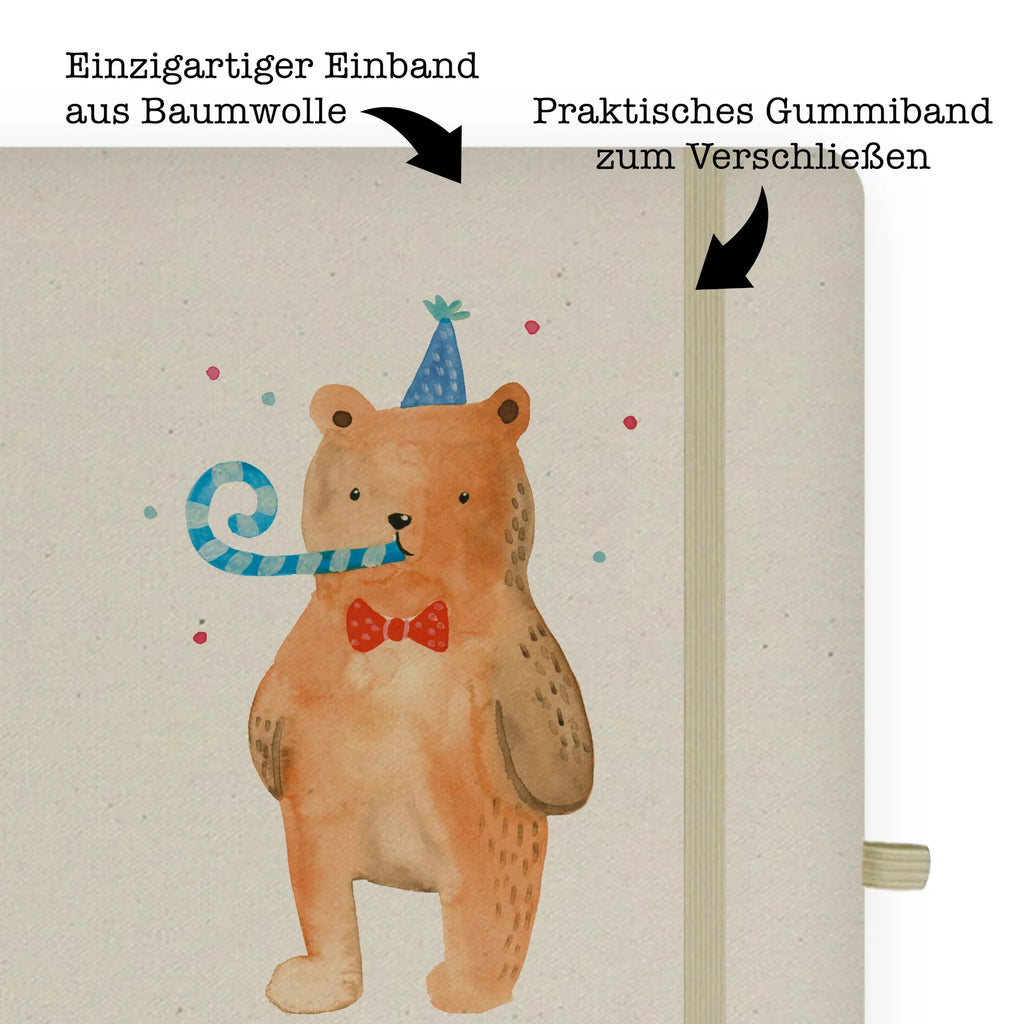 Baumwoll Notizbuch Birthday Bär Notizen, Eintragebuch, Tagebuch, Notizblock, Adressbuch, Journal, Kladde, Skizzenbuch, Notizheft, Schreibbuch, Schreibheft, Bär, Teddy, Teddybär, Happy Birthday, Alles Gute, Glückwunsch, Geburtstag