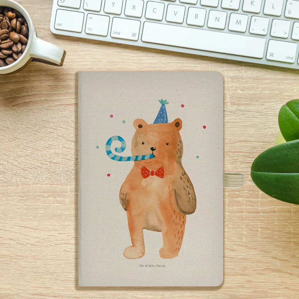 Baumwoll Notizbuch Birthday Bär Notizen, Eintragebuch, Tagebuch, Notizblock, Adressbuch, Journal, Kladde, Skizzenbuch, Notizheft, Schreibbuch, Schreibheft, Bär, Teddy, Teddybär, Happy Birthday, Alles Gute, Glückwunsch, Geburtstag