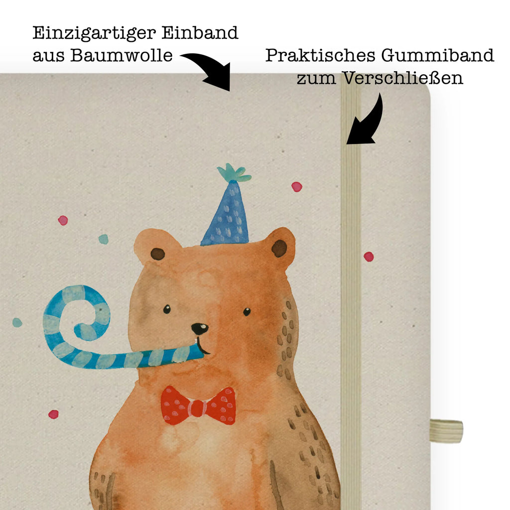 Baumwoll Notizbuch Birthday Bär Notizen, Eintragebuch, Tagebuch, Notizblock, Adressbuch, Journal, Kladde, Skizzenbuch, Notizheft, Schreibbuch, Schreibheft, Bär, Teddy, Teddybär, Happy Birthday, Alles Gute, Glückwunsch, Geburtstag